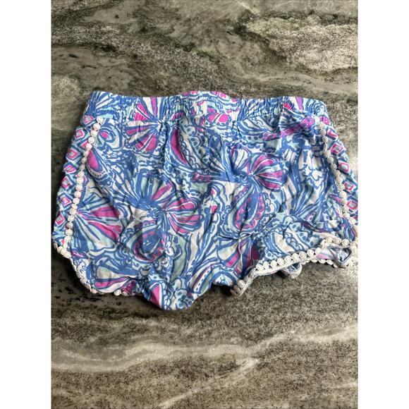 Lilly Pulitzer Target Shorts Girls 7/8 My Fans Blue Pink Lightweight (v32) - Picture 2 of 3
